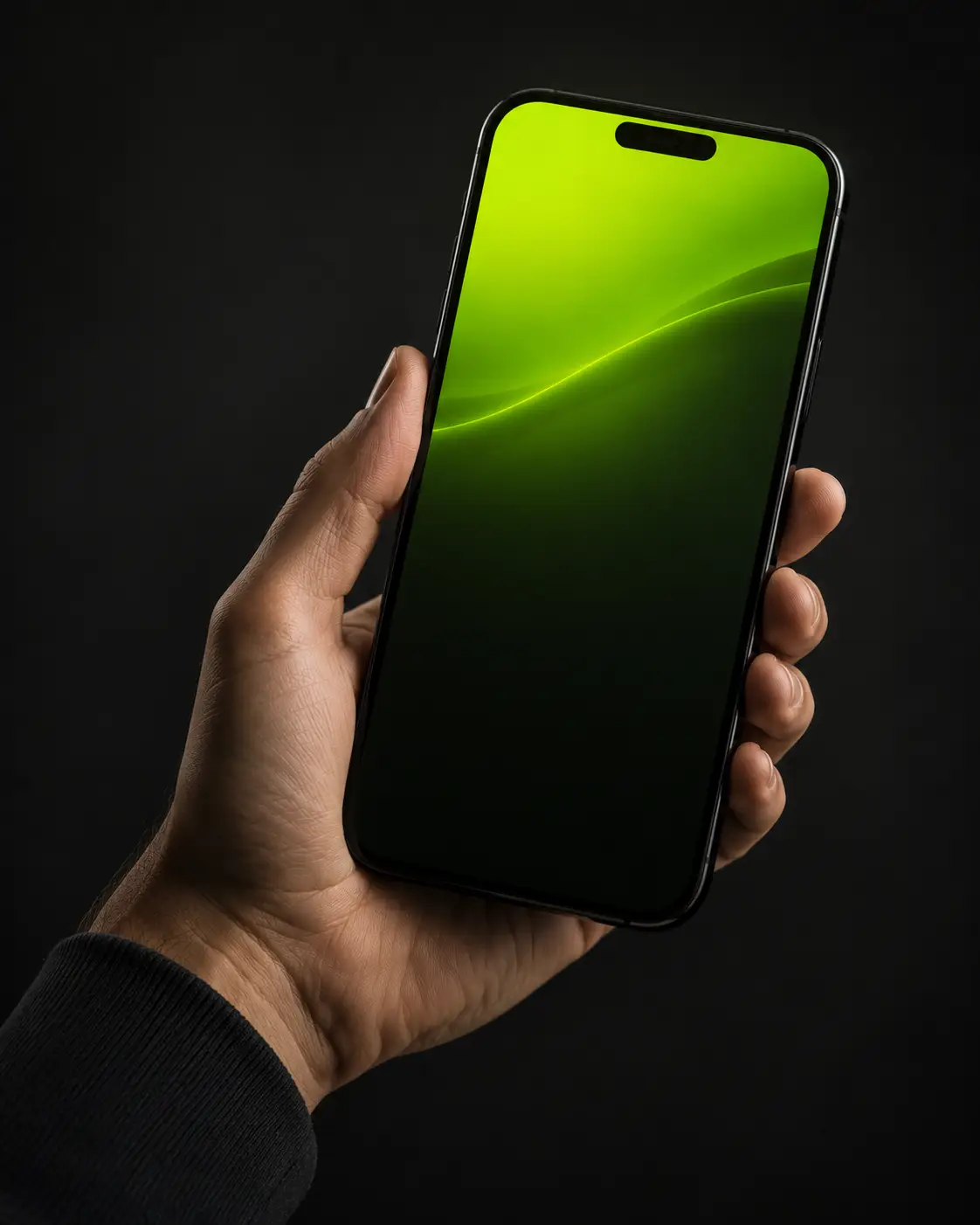 Hand holding a smartphone showing WhatsApp Business integration on a glowing screen