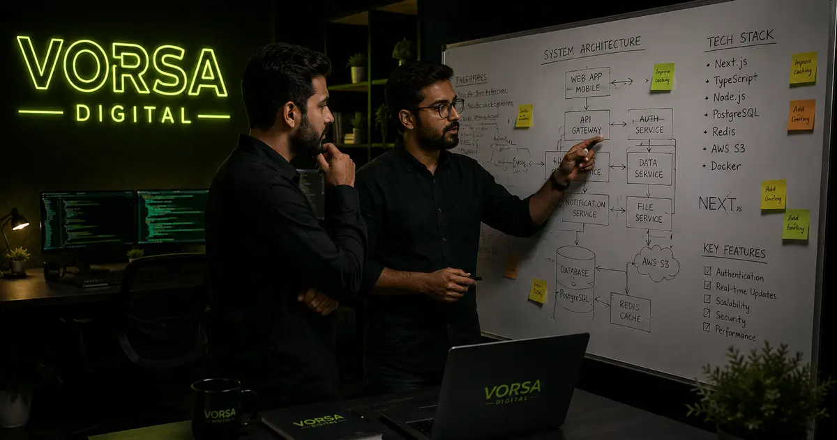 Vorsa Digital team planning a custom website for a Pakistani business
